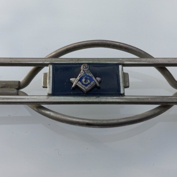 Swank Klip Masonic on Onyx Ground Neck Tie Bar Freemasonry - Picture 3 of 15